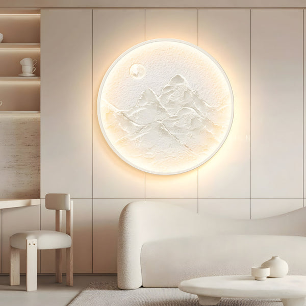 19.68''/23.62'' Round Mountain Moon Decor Painting LED Wall Sconce Lamp
